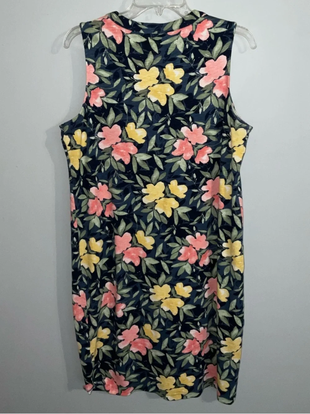 Chico's Navy Sleeveless Floral T-Shirt Shift Dress All-Day Comfort Size1/Small - Picture 3 of 8